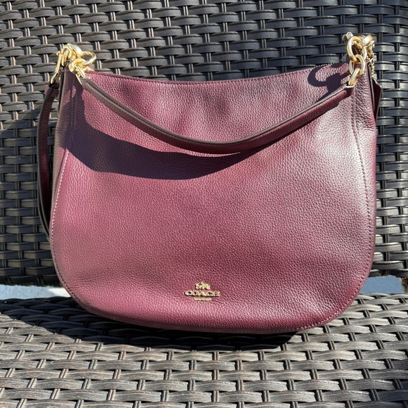 Coach | Bags | Coach Elle Structured Hobo Bag Raspberry Pebbled Leather ...